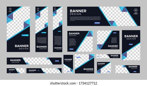set of creative web banners of standard size with a place for photos. Vertical, horizontal and square template. vector illustration EPS 10	