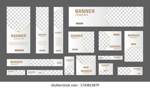 set of creative web banners of standard size with a place for photos. Vertical, horizontal and square template. vector illustration EPS 10