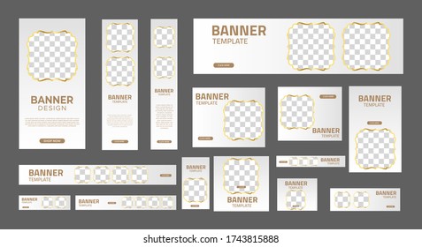 set of creative web banners of standard size with a place for photos. Vertical, horizontal and square template. vector illustration EPS 10