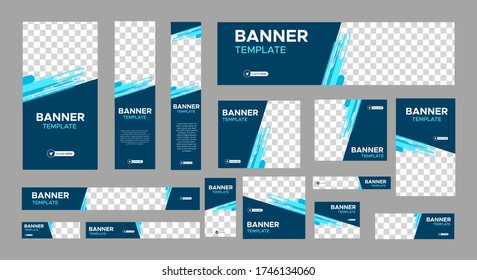 set of creative web banners of standard size with a place for photos. Business ad banner. Vertical, horizontal and square template. vector illustration EPS 10	
