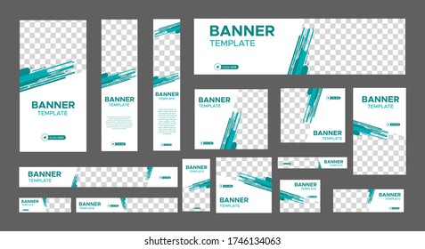 set of creative web banners of standard size with a place for photos. Business ad banner. Vertical, horizontal and square template. vector illustration EPS 10	
