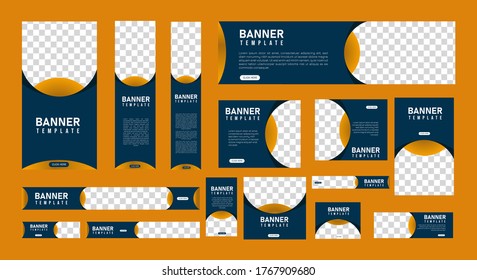set of creative web banners of standard size with a place for photos. Vertical, horizontal and square template. vector illustration
