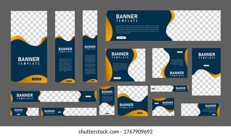 set of creative web banners of standard size with a place for photos. Vertical, horizontal and square template. vector illustration