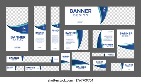 set of creative web banners of standard size with a place for photos. Business ad banner. Vertical, horizontal and square template. vector illustration EPS 10