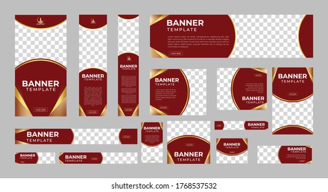 set of creative web banners of standard size with a place for photos. Business ad banner. Vertical, horizontal and square template. vector illustration EPS 10	

