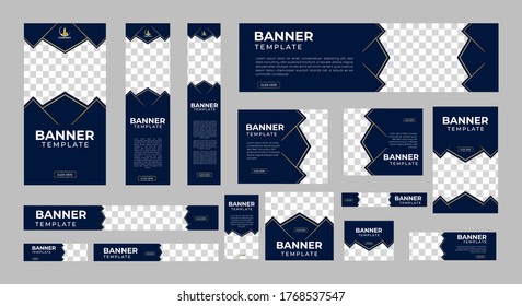 set of creative web banners of standard size with a place for photos. Business ad banner. Vertical, horizontal and square template. vector illustration EPS 10	
