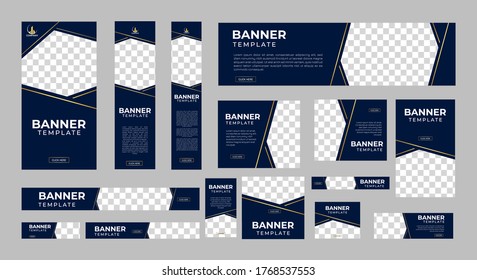 set of creative web banners of standard size with a place for photos. Business ad banner. Vertical, horizontal and square template. vector illustration EPS 10	
