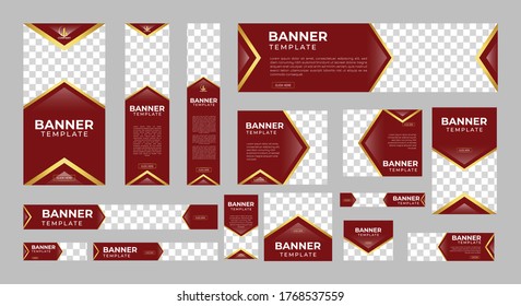 set of creative web banners of standard size with a place for photos. Business ad banner. Vertical, horizontal and square template. vector illustration EPS 10	
