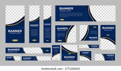 set of creative web banners of standard size with a place for photos. Vertical, horizontal and square template. vector illustration