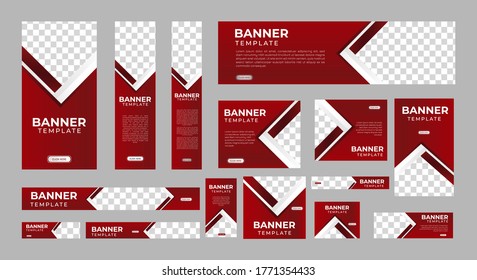 set of creative web banners of standard size with a place for photos. Vertical, horizontal and square template. vector illustration