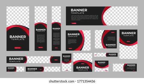 set of creative web banners of standard size with a place for photos. Vertical, horizontal and square template. vector illustration