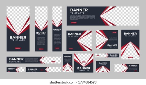 set of creative web banners of standard size with a place for photos. Vertical, horizontal and square template. vector illustration EPS 10