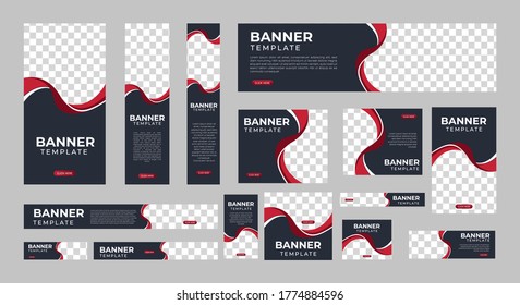 set of creative web banners of standard size with a place for photos. Vertical, horizontal and square template. vector illustration EPS 10