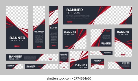 set of creative web banners of standard size with a place for photos. Vertical, horizontal and square template. vector illustration EPS 10