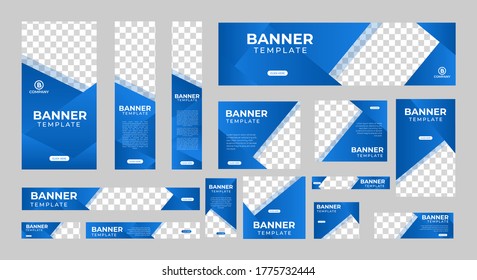 conjunto de banners web creativos de tamaño estándar con un lugar para las fotos. Plantilla vertical, horizontal y cuadrada. ilustración vectorial