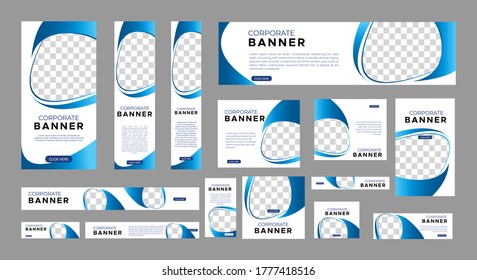 set of creative web banners of standard size with a place for photos. Vertical, horizontal and square template. vector illustration
