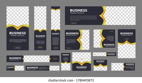 set of creative web banners of standard size with a place for photos. Business ad banner. Vertical, horizontal and square template. vector illustration EPS 10