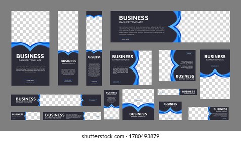 set of creative web banners of standard size with a place for photos. Business ad banner. Vertical, horizontal and square template. vector illustration EPS 10