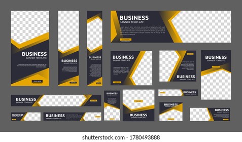 set of creative web banners of standard size with a place for photos. Business ad banner. Vertical, horizontal and square template. vector illustration EPS 10