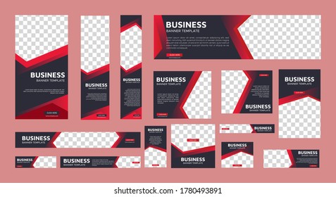 set of creative web banners of standard size with a place for photos. Business ad banner. Vertical, horizontal and square template. vector illustration EPS 10