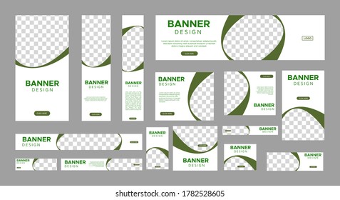 set of creative web banners of standard size with a place for photos. Vertical, horizontal and square template. vector illustration