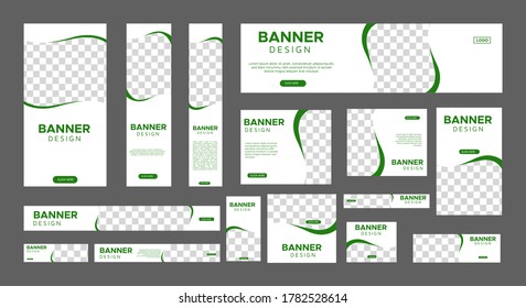set of creative web banners of standard size with a place for photos. Vertical, horizontal and square template. vector illustration