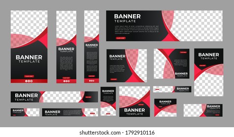 set of creative web banners of standard size with a place for photos. Vertical, horizontal and square template. vector illustration eps 10