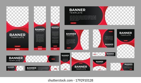 set of creative web banners of standard size with a place for photos. Vertical, horizontal and square template. vector illustration eps 10