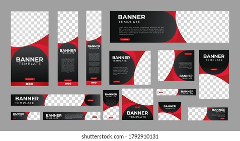 set of creative web banners of standard size with a place for photos. Vertical, horizontal and square template. vector illustration eps 10