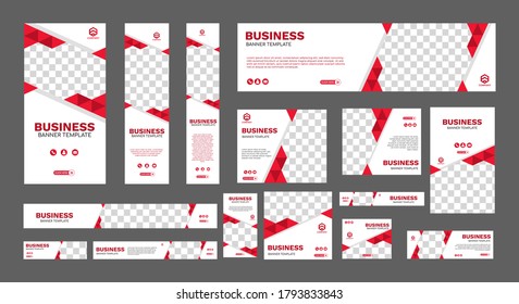 set of creative web banners of standard size with a place for photos. Business ad banner. Vertical, horizontal and square template. vector illustration EPS 10