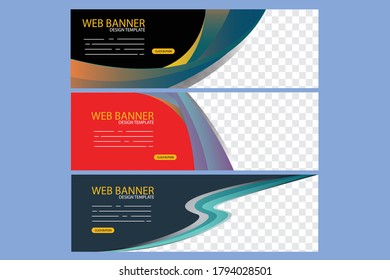 set of creative web banners of standard size with a place for photos. Business ad banner.