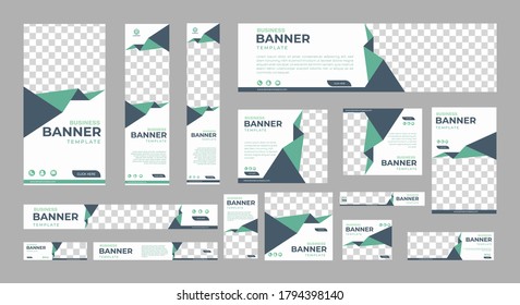 conjunto de banners web creativos de tamaño estándar con un lugar para las fotos. Cartel comercial. Plantilla vertical, horizontal y cuadrada. ilustración vectorial EPS 10