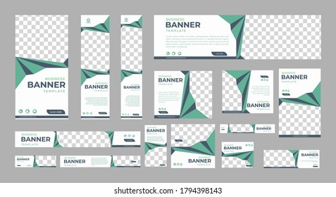 set of creative web banners of standard size with a place for photos. Business ad banner. Vertical, horizontal and square template. vector illustration EPS 10