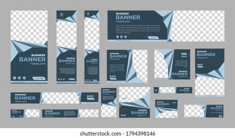 set of creative web banners of standard size with a place for photos. Business ad banner. Vertical, horizontal and square template. vector illustration EPS 10