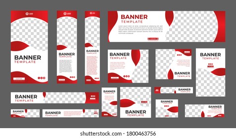 conjunto de banners web creativos de tamaño estándar con un lugar para las fotos. Plantilla vertical, horizontal y cuadrada. ilustración vectorial