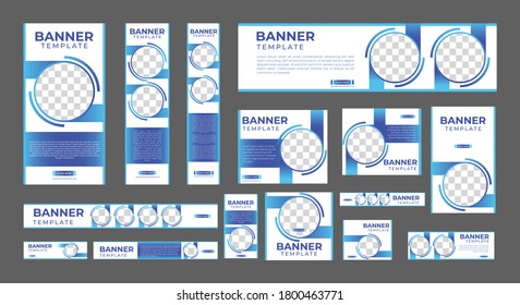 set of creative web banners of standard size with a place for photos. Vertical, horizontal and square template. vector illustration