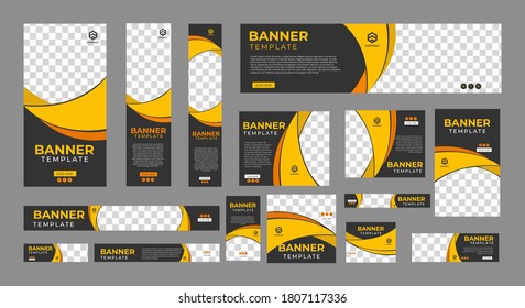 set of creative web banners of standard size with a place for photos. Business ad banner. Vertical, horizontal and square template. vector illustration EPS 10