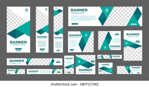 set of creative web banners of standard size with a place for photos. Business ad banner. Vertical, horizontal and square template. vector illustration EPS 10