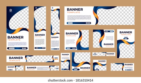set of creative web banners of standard size with a place for photos. Business ad banner. Vertical, horizontal and square template. vector illustration EPS 10