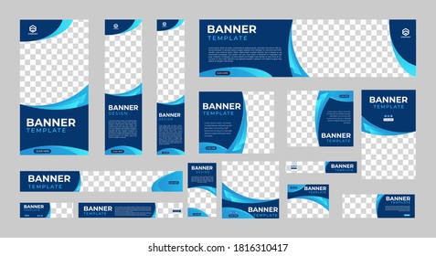 set of creative web banners of standard size with a place for photos. Business ad banner. Vertical, horizontal and square template. vector illustration EPS 10