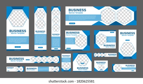 Set of Creative Web Banners of Standard Size with a Place for Photos. Business Ad Banner. Vertical, Horizontal and Square Template. Vector Illustration EPS 10