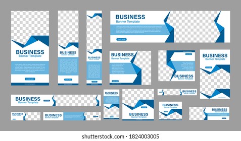 Set of Creative Web Banners of Standard Size with a Place for Photos. Business Ad Banner. Vertical, Horizontal and Square Template. Vector Illustration EPS 10