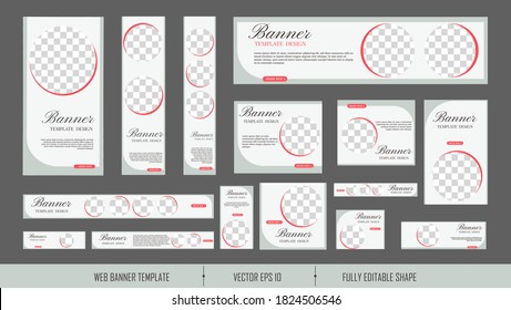 set of creative web banners of standard size with a place for photos. Vertical, horizontal and square template. Fashion Ad banner