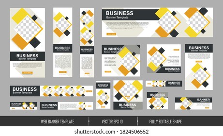 conjunto de banners web creativos de tamaño estándar con un lugar para las fotos. Plantilla vertical, horizontal y cuadrada. Pancarta de moda