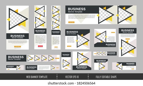 conjunto de banners web creativos de tamaño estándar con un lugar para las fotos. Plantilla vertical, horizontal y cuadrada. Pancarta de moda