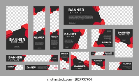 Set of Creative Web Banners of Standard Size with a Place for Photos. Business Ad Banner. Vertical, Horizontal and Square Template. Vector Illustration EPS 10