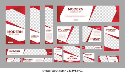 set of creative web banners of standard size with a place for photos. Vertical, horizontal and square template. vector illustration