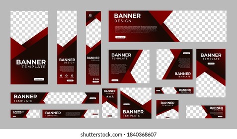 set of creative web banners of standard size with a place for photos. Vertical, horizontal and square template. vector illustration