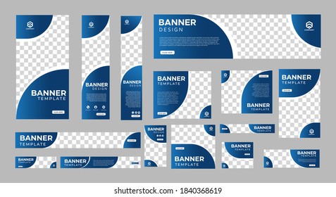 set of creative web banners of standard size with a place for photos. Vertical, horizontal and square template. vector illustration