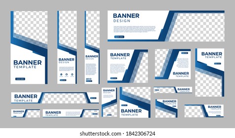 set of creative web banners of standard size with a place for photos. Vertical, horizontal and square template. vector illustration